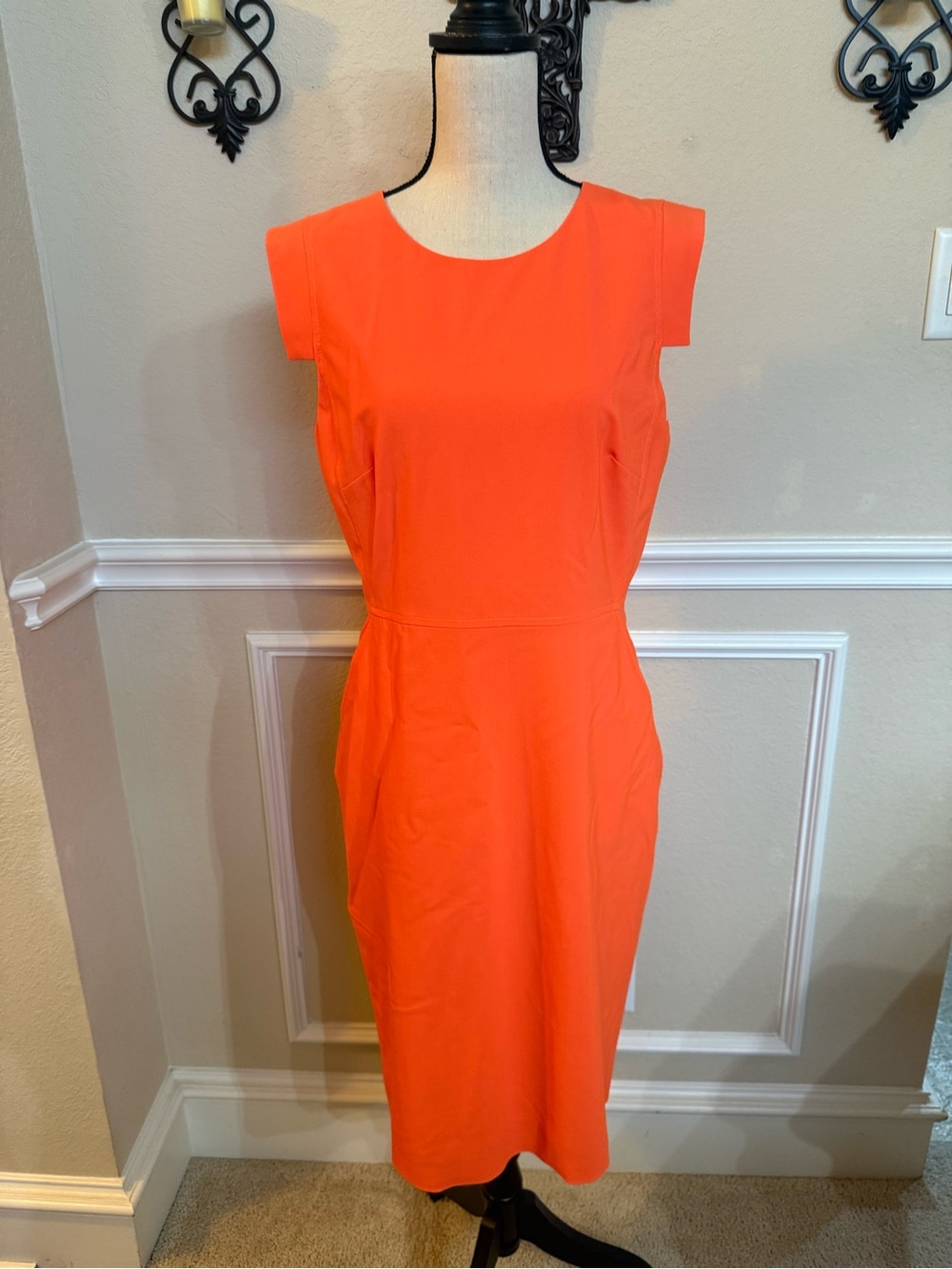 J. Crew Classic Sheath Dress iOrange Size 10. Tollegno 1900 Stretch Wool.